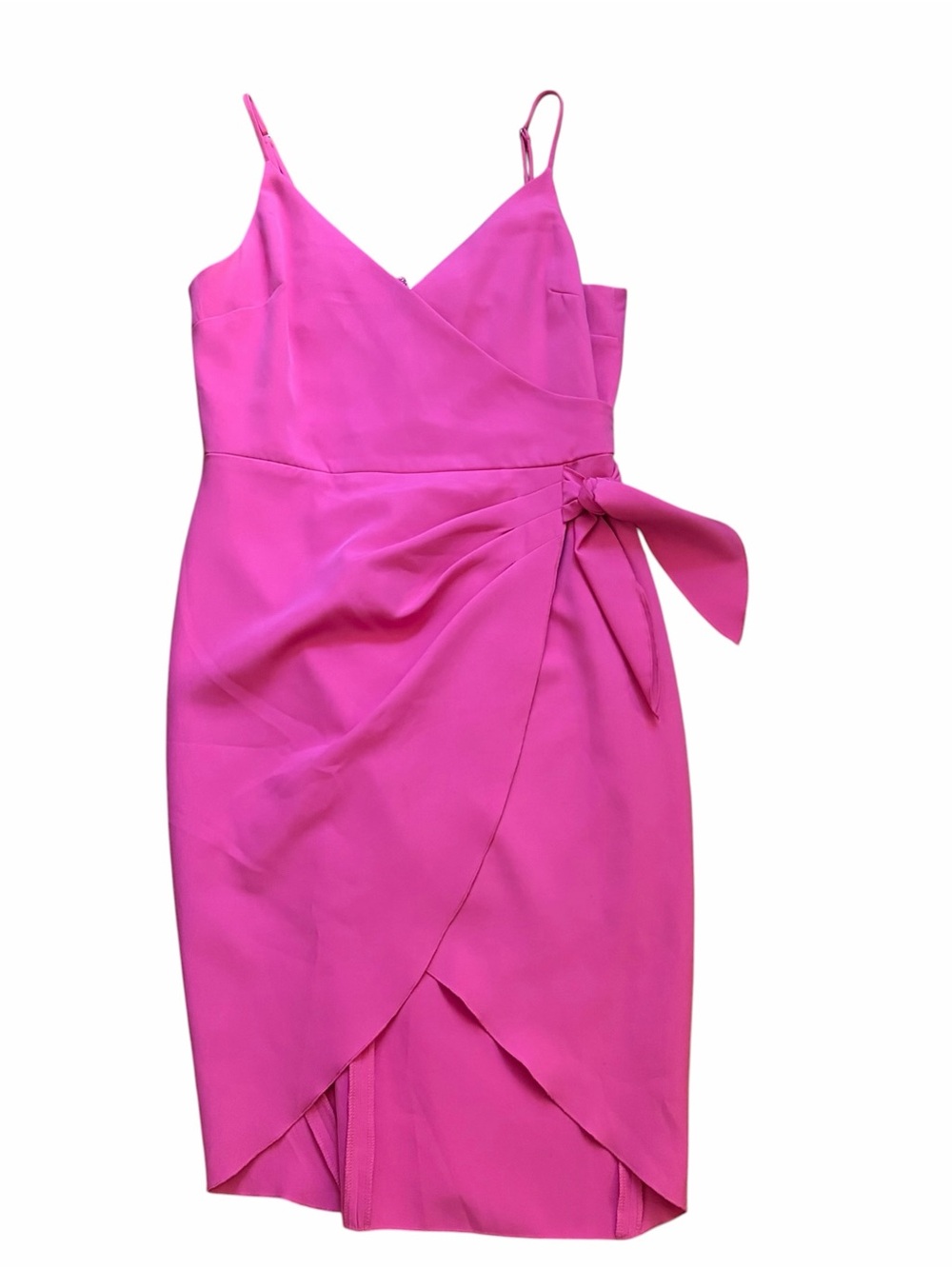 BCBGeneration Barbie Pink Faux Wrap Midi Dress with Side Bow size 6
